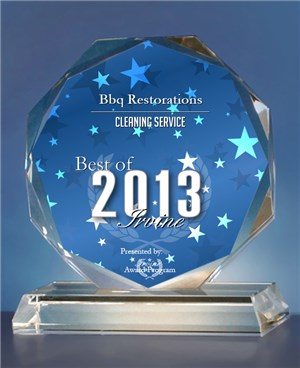 Pictured is our 2013 Award as Best Cleaning Service in the city of Irvine